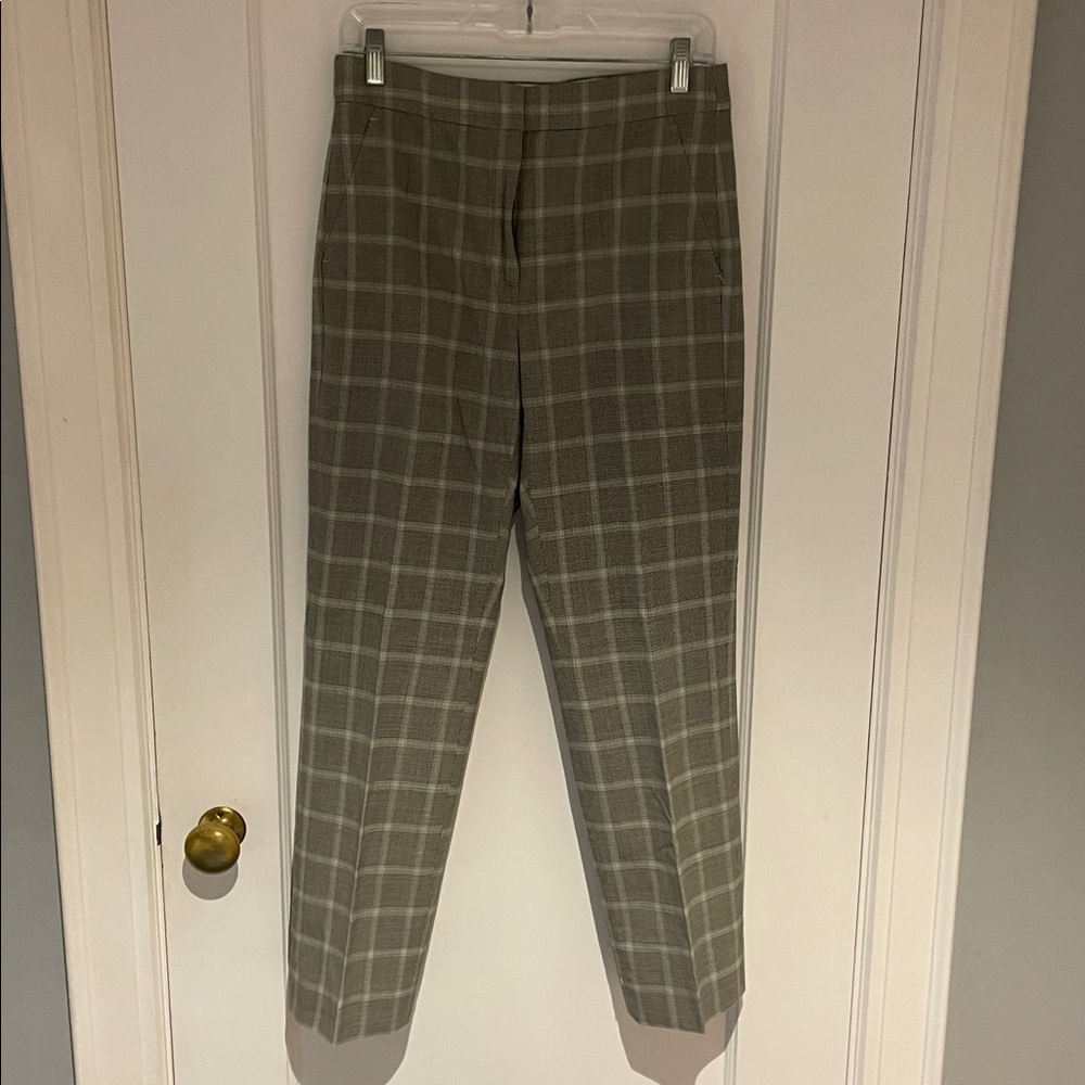 J. Crew Kate Size 4 Gray and Sage Plaid Trousers